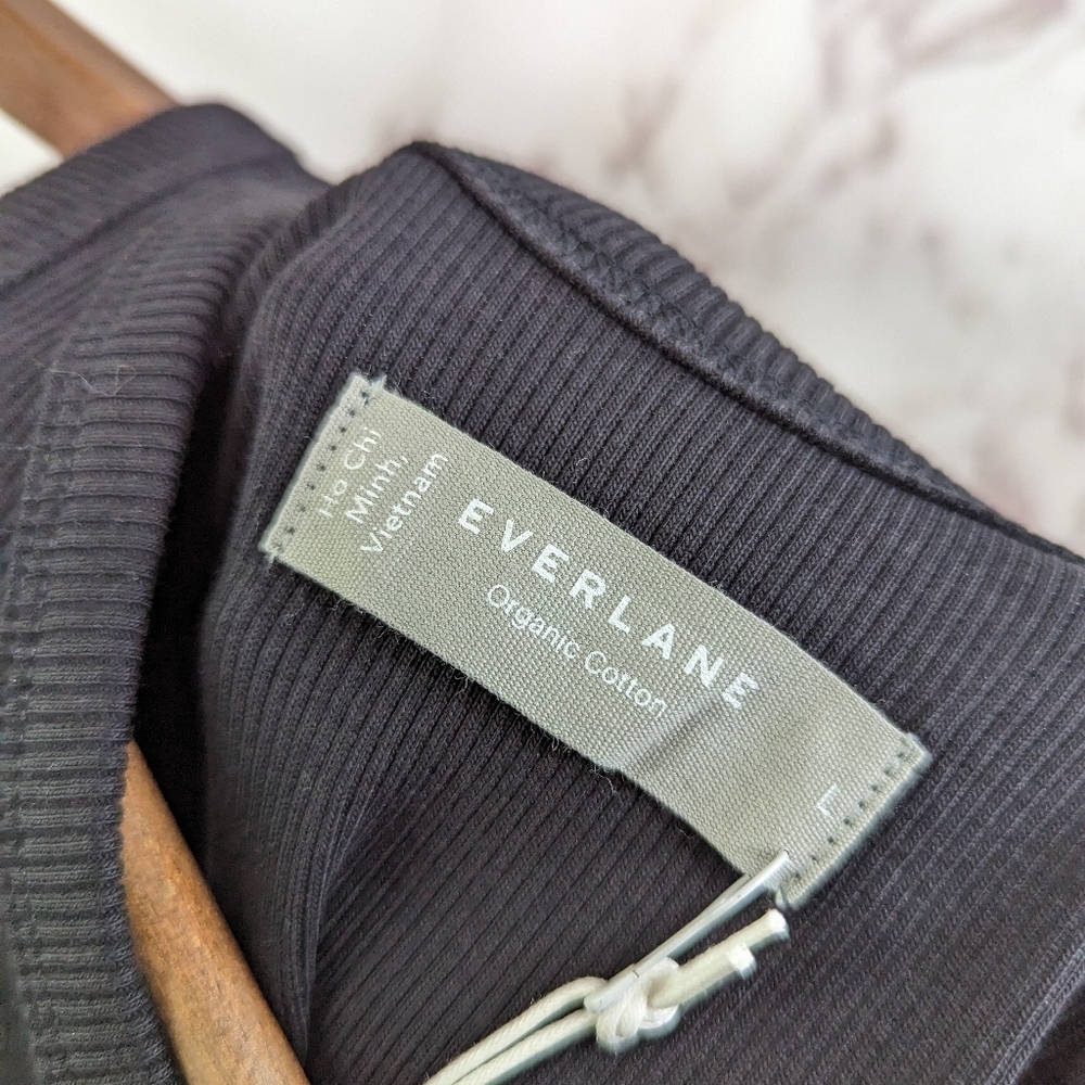 Everlane Tank Top Black The Rib Cutaway Organic Cotton High Neck - Picture 4 of 11